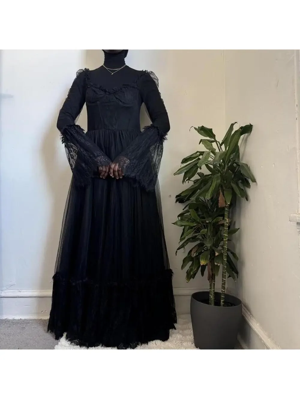 NWT Dolls‎ Kill Widow Dark Romance Gothic Corset Maxi dress Large - L